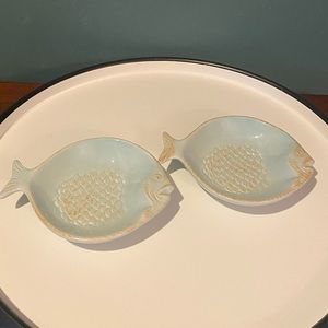 Pair of Blue Sky fish plates 2007